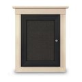 United Visual Products 42"x32" 2-Door Enclosed Letterboard, Black Felt/Lt Oak UV26235O-LTOAK-BLACK